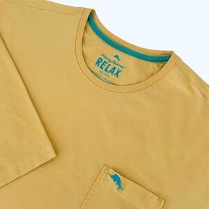 Tommy Bahama Relax Mens 3XL Yellow Long Sleeve Pima Cotton Pocket T-Shirt UPF 50